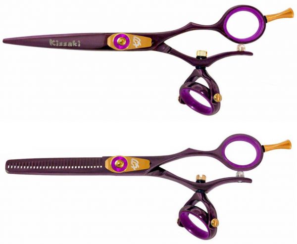Gokatana 5.5″ & Kanagawa 30t Hair Scissors Double Swivel Black Cherry P Titanium Set