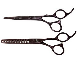 Futasuji Black Cherry Satin 5.5″ Hair Scissors & Ishizuki 11t Thinning Shears Combo